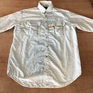 Kahala Performance Shirt Men S Blue Button Down Pockets Vented UPF 30 Collared